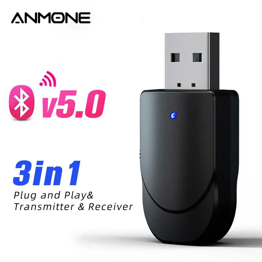 ANMONE Bluetooth 5 0 аудио приемник передатчик 3 в 1 USB адаптер мини мм разъем AUX стерео