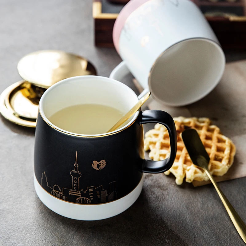 Персонализированные большие керамические кофейные кружки пара скандинавские