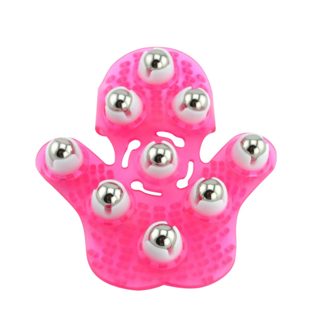 

Перчатка-массажер с 9 металлическими роликовыми шариками, Массажная щетка для ладони, уход за телом, для шеи, груди, ног, бедер