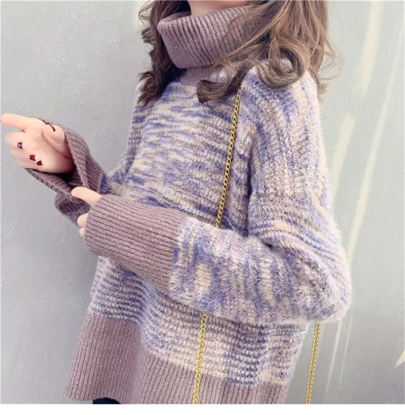 

Half turtleneck sweater pullover women's new Korean autumn and winter clothes loose thick sweater knitted bottoming shirt women