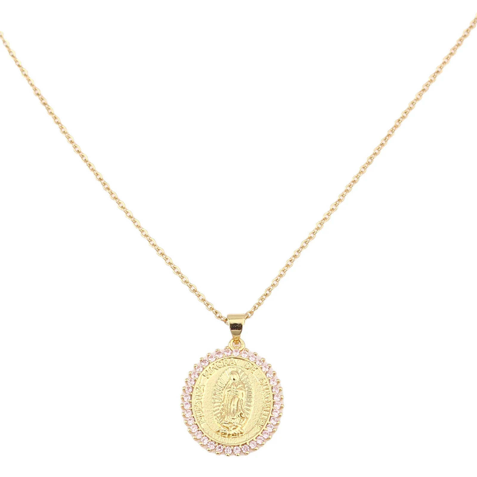 

Virgin Mary Evil Eyes Pendant Necklace For Women Stainless Steel Crystal Glass Zircon Geometric Gold Necklaces Vintage Jewelry