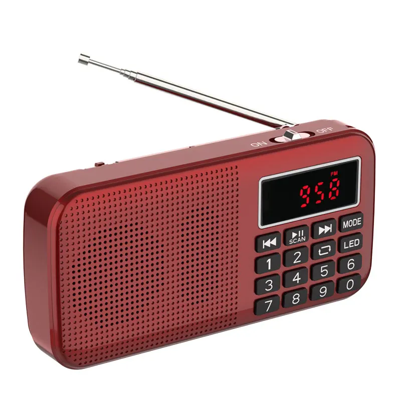 

L-588 Portable Radio Receiver FM MP3 Music Player Support Two TF Card And USB Disk LED Display Flashlight Mini Radios