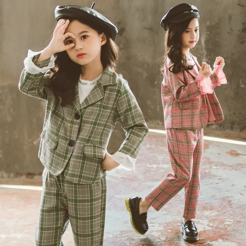 

2021 New Hot Sale Spring Autumn Baby Girls Suit Coat + Pants 2pcs Kids Teenage Outwear Children Clothing High Quality