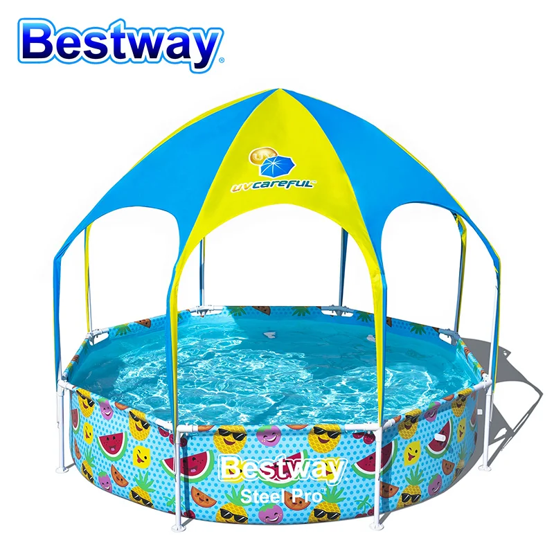 

Bestway 56432 Steel Pro аккуратный затеняющий круглый надземный бассейн с защитой от ультрафиолета, простой набор, плавательный бассейн для детей 2,44 ...