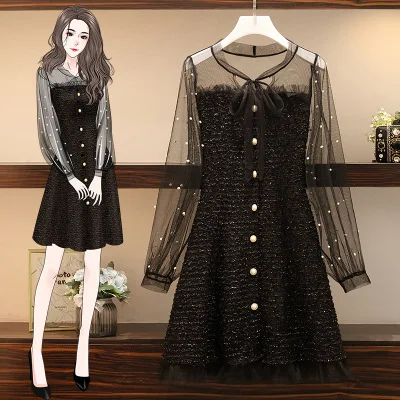 

Plus size women's skirts women's spring clothes new Korean version of fat mm plus fat plus atmosphere and thin dress trend