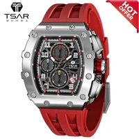 tsar bomba mens watch 50m waterproof stainless steel quartz wristwatch business sport chronograph luxury male gift montre homme