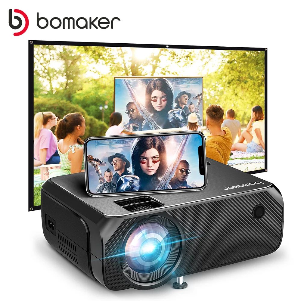 

BOMAKER HD Mini Projector GC355 Native 1920 x 1080P LED Android WiFi Projector Video Home Cinema 3D Smart Movie Game Proyector