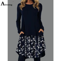 2022 spring new short dress mini vestidos long sleeve patchwork dresses plus size 5xl women bohemian flower print dress femme