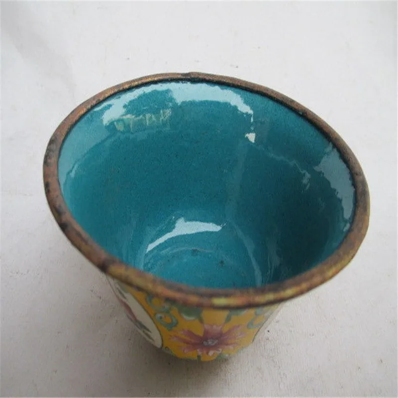 Древние китайские классические бронзовая чаша с покрытием из перегородчатой