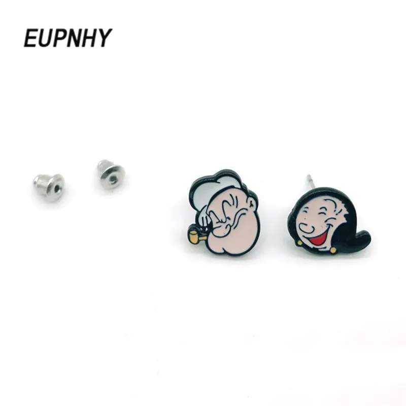 Серьги-пусеты EUPNHY 1 пара для женщин и мужчин нестандартные эмалированные серьги