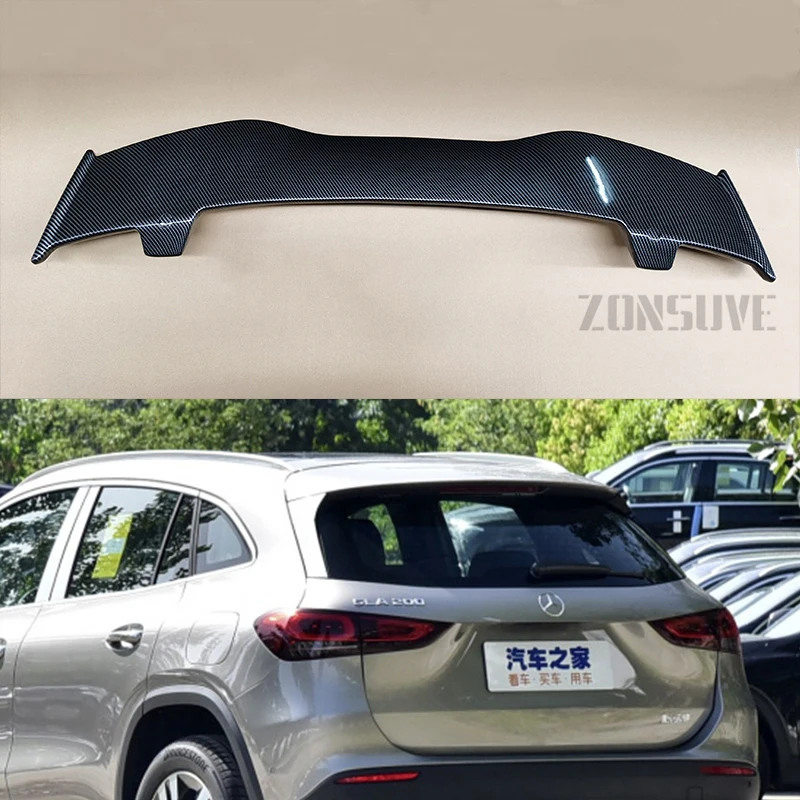 

Use For Benz Gla 2020 Spoiler ABS Plastic Carbon Fiber Look Hatchback Roof Rear Wing Body Kit Accessories