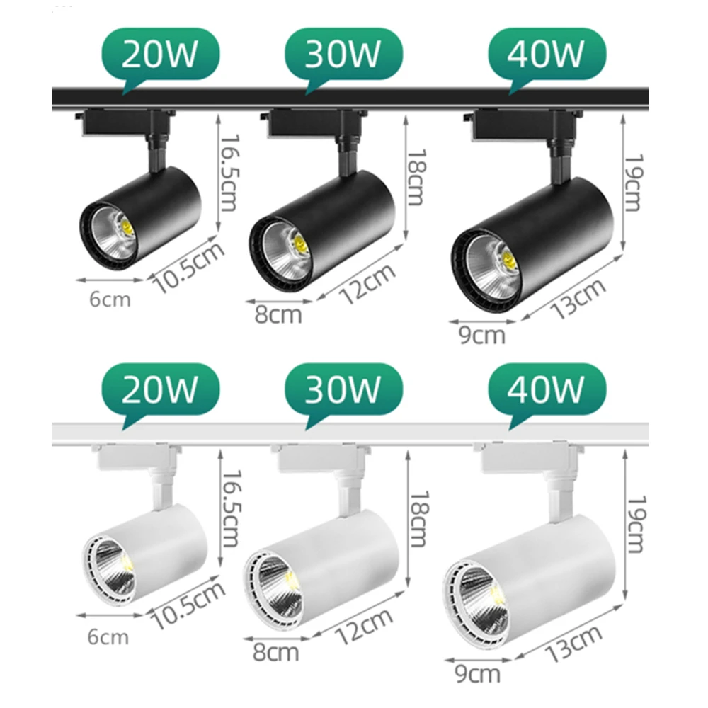 

Whole Set 3 Track Light Led 20W 30W 40W Including Tracklight Rail Connector 2 Wire Cloth Jewel Shop Kitchen Bathroom
