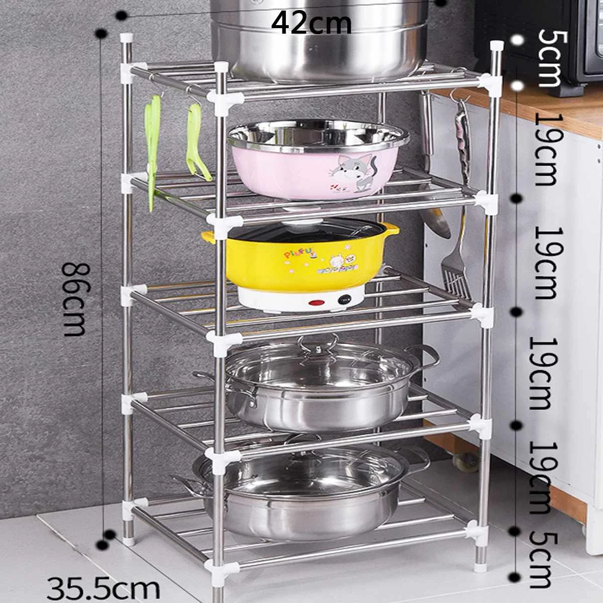 5-уровневая кухонная полка многофункциональная для хранения микроволновой печи