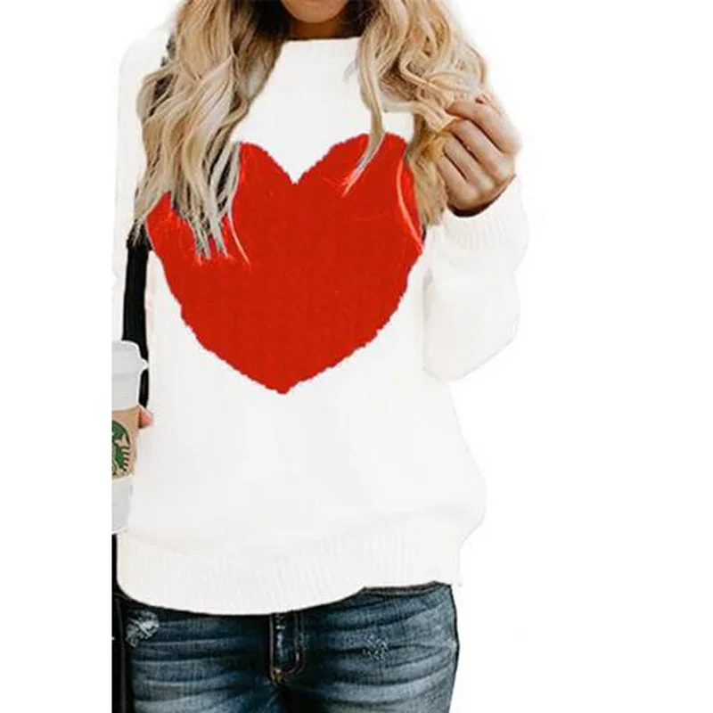 

Love Print Pullover Women Round Neck Long Sleeve Tops AM1463