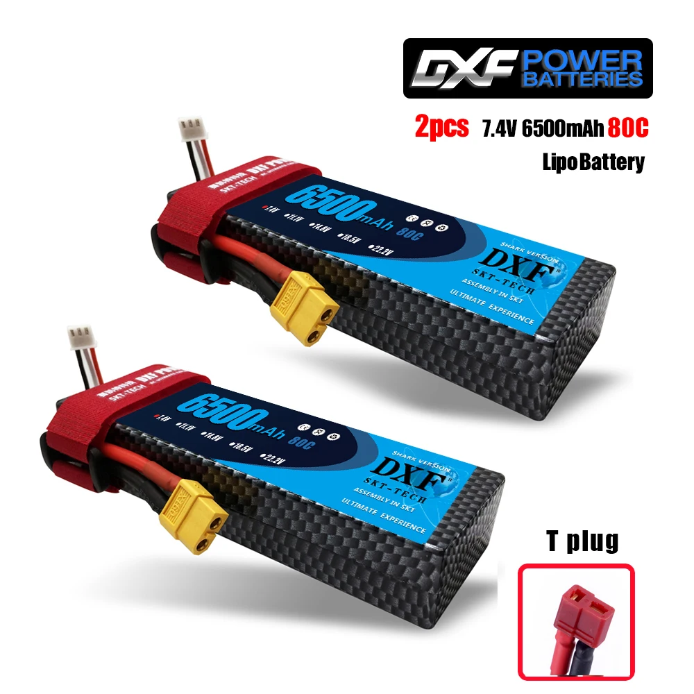2PCS650080CHARDDEANS 2 шт. DXF 7,4 В 3300 мАч 5200 мАч 6500 мАч Lipo аккумулятор жесткий чехол 2S 50C 60C 80C 1/10 1/8 весы для TRX Slash 4x4 RC автомобилей Жесткий Чехол - Цвет: 2PCS650080CHARDDEANS
