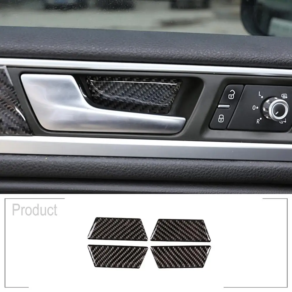 

4Pcs Soft Carbon Fiber 3D Sticker Inner Door Handle Bowl Trim Cover Interior Accessories for Volkswagen Touareg 2011-2018