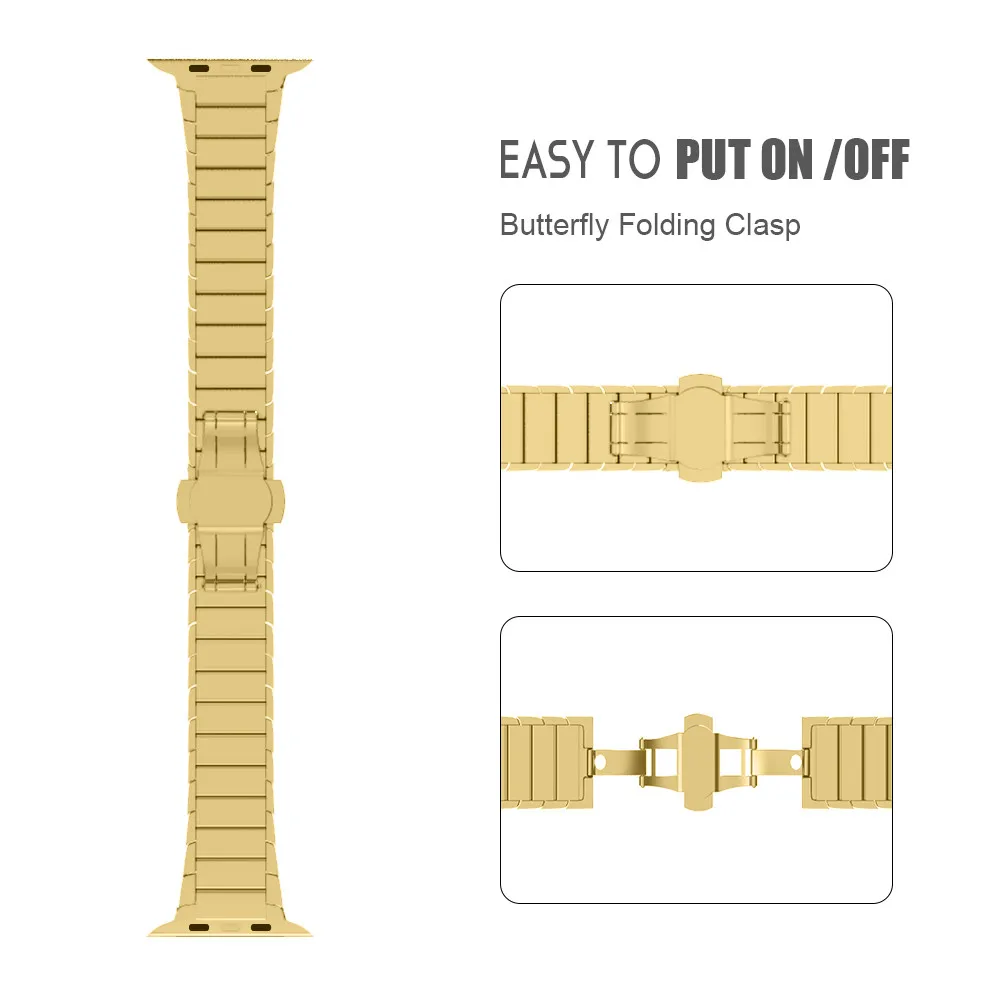 For Apple Watch Band Stainless Steel Watch Strap 40mm 44mm Butterfly Bracelet for  Series 1 2 3 4 5 6 Watches Band 42mm 38mm