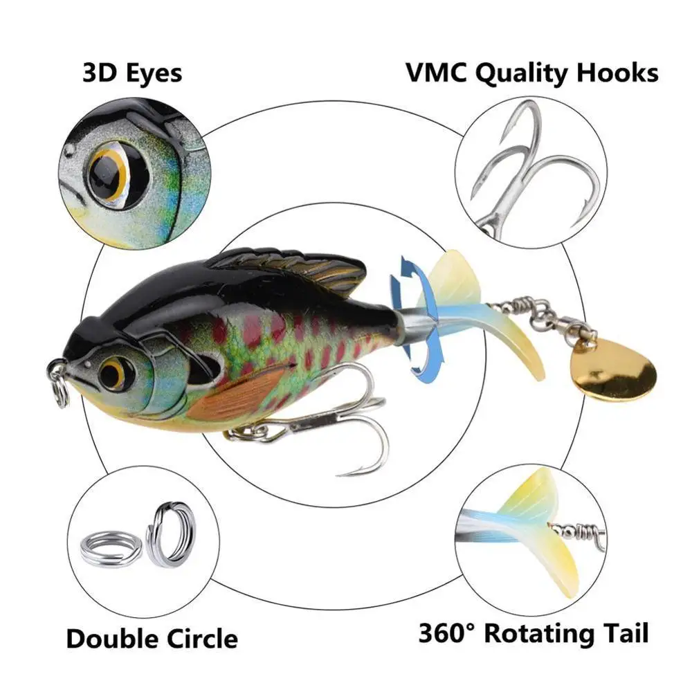 

9.5cm/16.9g Fishing Lure Rotating Tail Propeller Rotate Tools Bait Accessories Hooks Fish For Fishing Tail C8T5