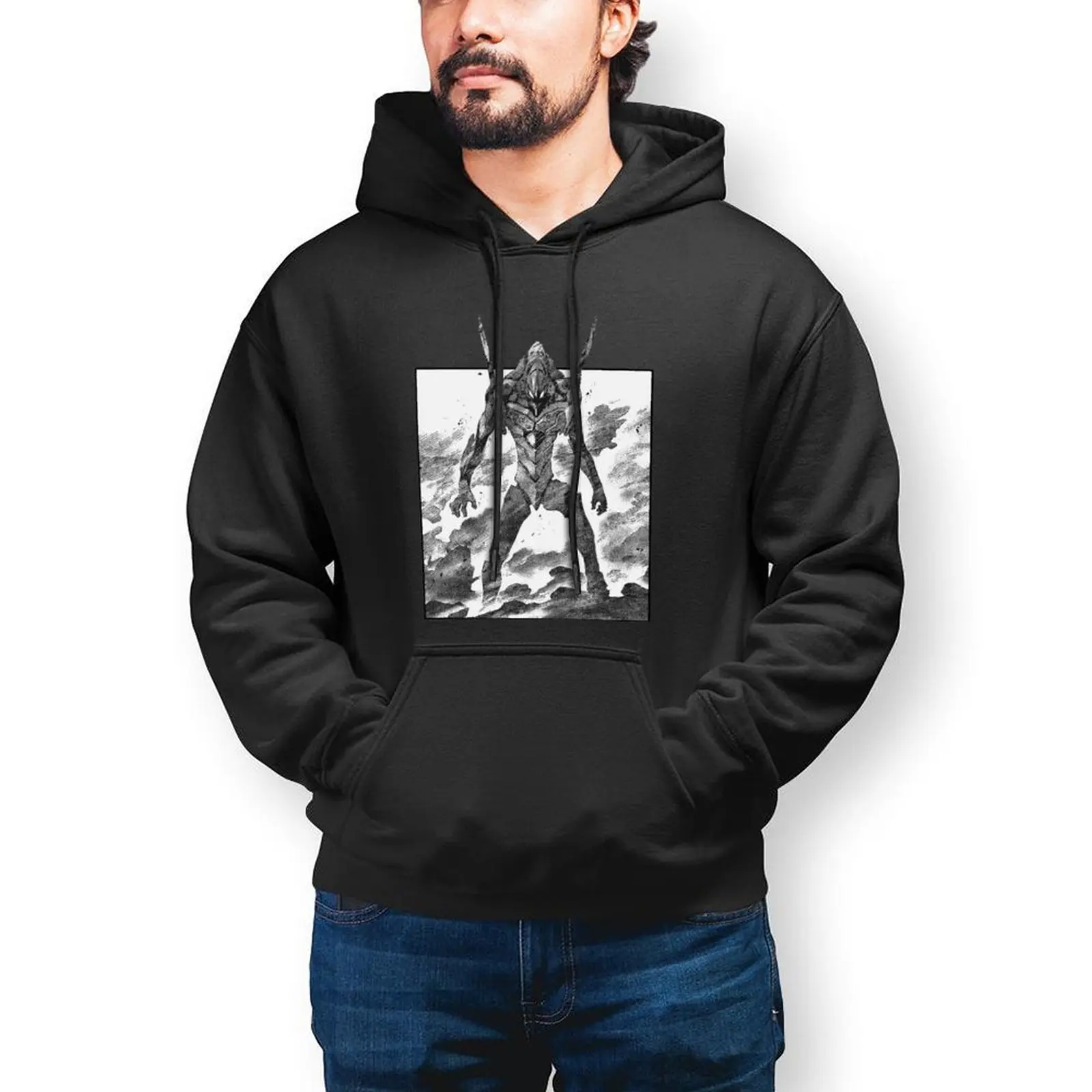 

Толстовка мужская зимняя хлопковая с капюшоном в японском стиле