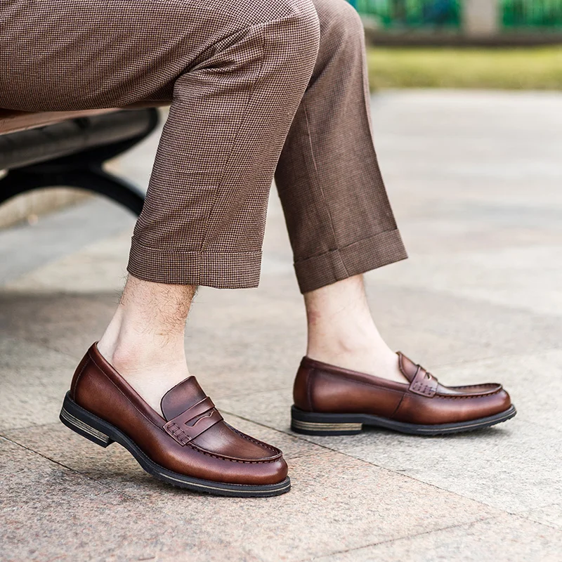 2020 Free Shippping Handmade Men's Casual Leather Shoes Mens Loafers Slip On Moccasins Flats Brown Dress 618-9 | Обувь