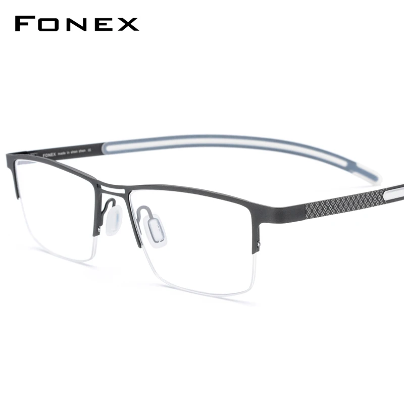 FONEX титановый рецепт очки Для мужчин Новые полуоправы половина квадратная оправа