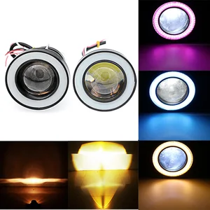 Автомобильные противотуманные фасветильник Angel Eyes COB, светодиодные, 2 шт., 64 мм, 76 мм, 89 мм, универсальные дневные ходовые огсветильник белого, красного, синего цветов, 30 Вт, 12 В постоянного тока