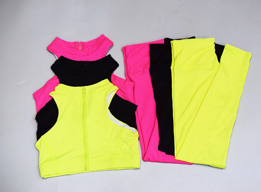 Женский спортивный комплект из 2 предметов с молнией сзади и высокой талией |