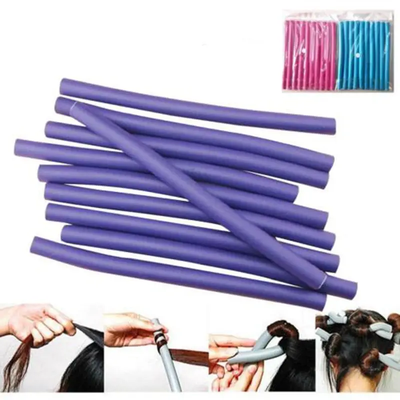 

10Pcs Soft Foam Curler Makers Bendy Twist Curls Tool DIY Styling Hair Rollers for Women Random Color