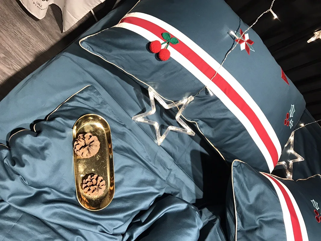 Новое поступление, рождественский подарок, Комплект постельного белья, 4 шт., новогодний подарок, 60 s, длинный хлопковый комплект постельных принадлежностей из хлопка