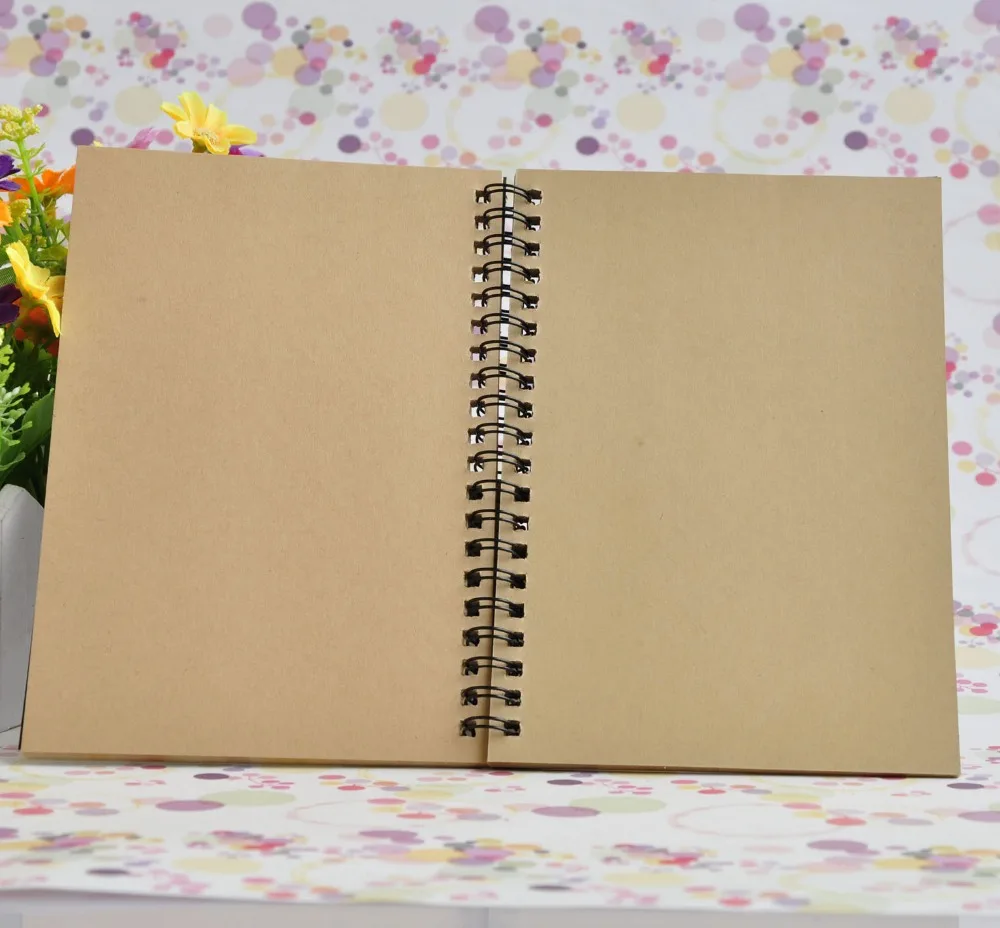 Sketchbook Diary for Drawing Painting Office Kraft Cover Memo Notebook Soft Paper Retro Binding Pad blank Spiral Sketch page