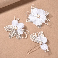 3pcs white flower u shaped hairpin pearl elegant hair pins hair clip jewelry accessories for women wedding hair ornaments ml