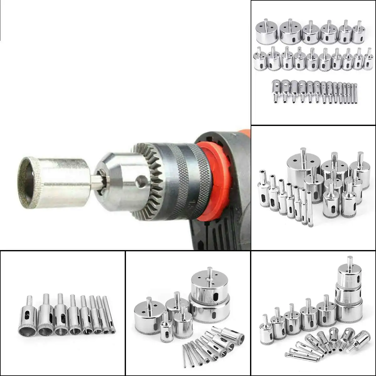 

8-30pcs Diamond Coated Drill Bit Set Tile Marble Glass Ceramic Hole Saw Drilling Bits For Tile Ceramic Marble Glass 3mm-50mm