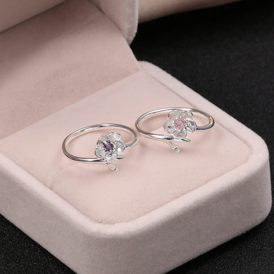 Серебро 925, ювелирное изделие, фиолетовое циркониевое Вишневое кольцо, простое модное серебряное кольцо для женщин, обручальное, свадебное, элегантное, аксессуары