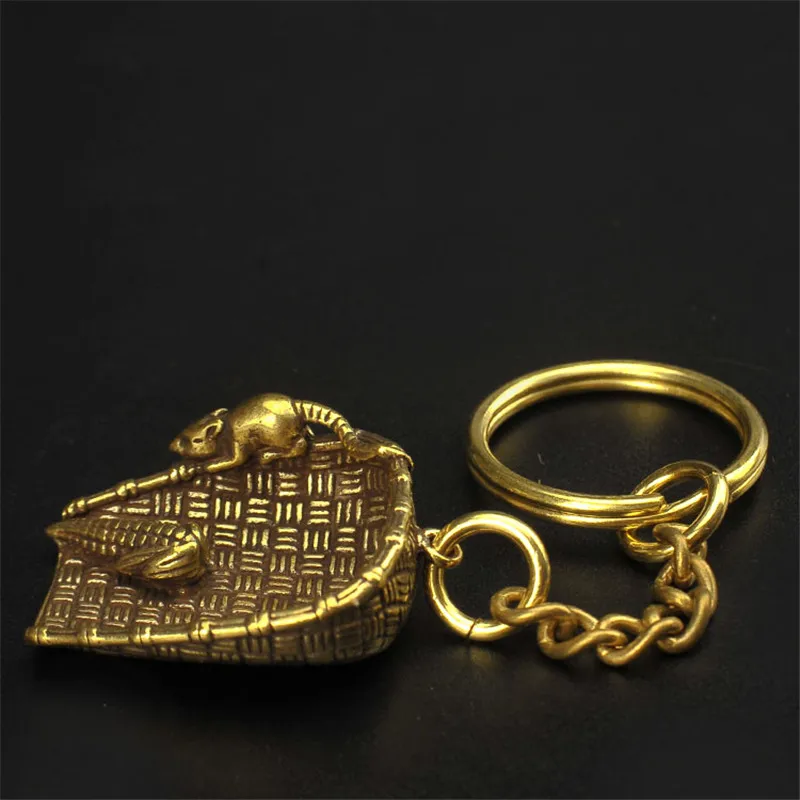 Брелки из чистой меди Duspan крыса крадущая Кукуруза ручная работа Подвески