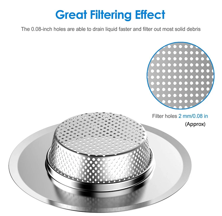 Kitchen Sink Strainer Stainless Steel Drain Filter Strainer L/M/S size bathroom drain hair catcher bath stopper waste plug sink