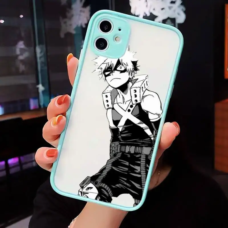 

Anime My Hero Academia deku bakugou Boku no Phone Case Matte transparent For blue iPhone 12 Mini 11 Pro XR XS Max 7 8 Plus X