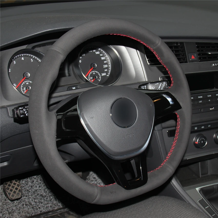 Чехол на руль MEWANT из черной замши для Volkswagen VW Golf 7 (VII) Sportsvan(SV) Polo Tiguan Allspace - купить по