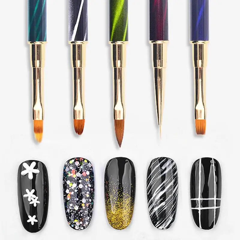 Радужная двухсторонняя кисть для ногтей ELECOOL 2021 кисти акриловые УФ-гель кисточки