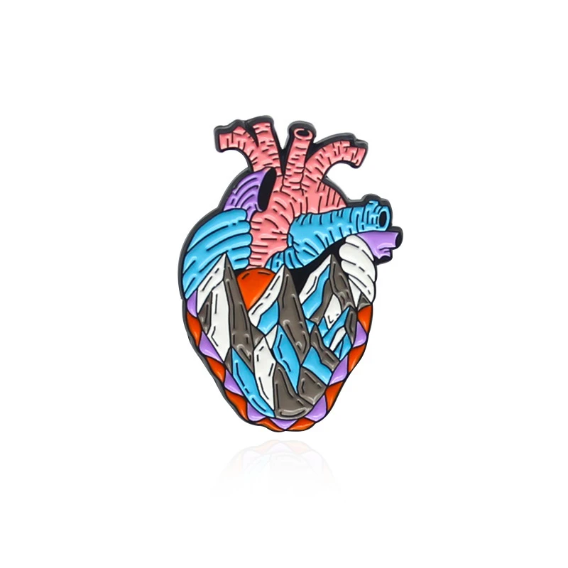 

New Iceberg heart Enamel Brooch Color fashion heart Lapel Pin blood vessel Cardiac tissue structure Creative Badge jewelry