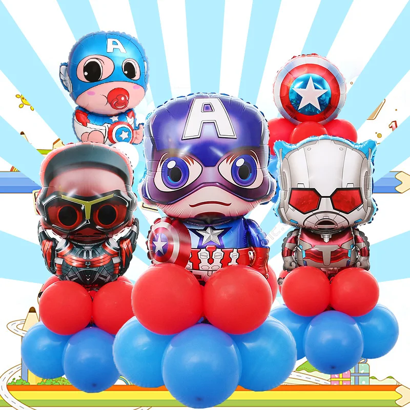 

Children Decorate The Captain America Balloon In Disney's Aluminum Film Cartoon Decoration