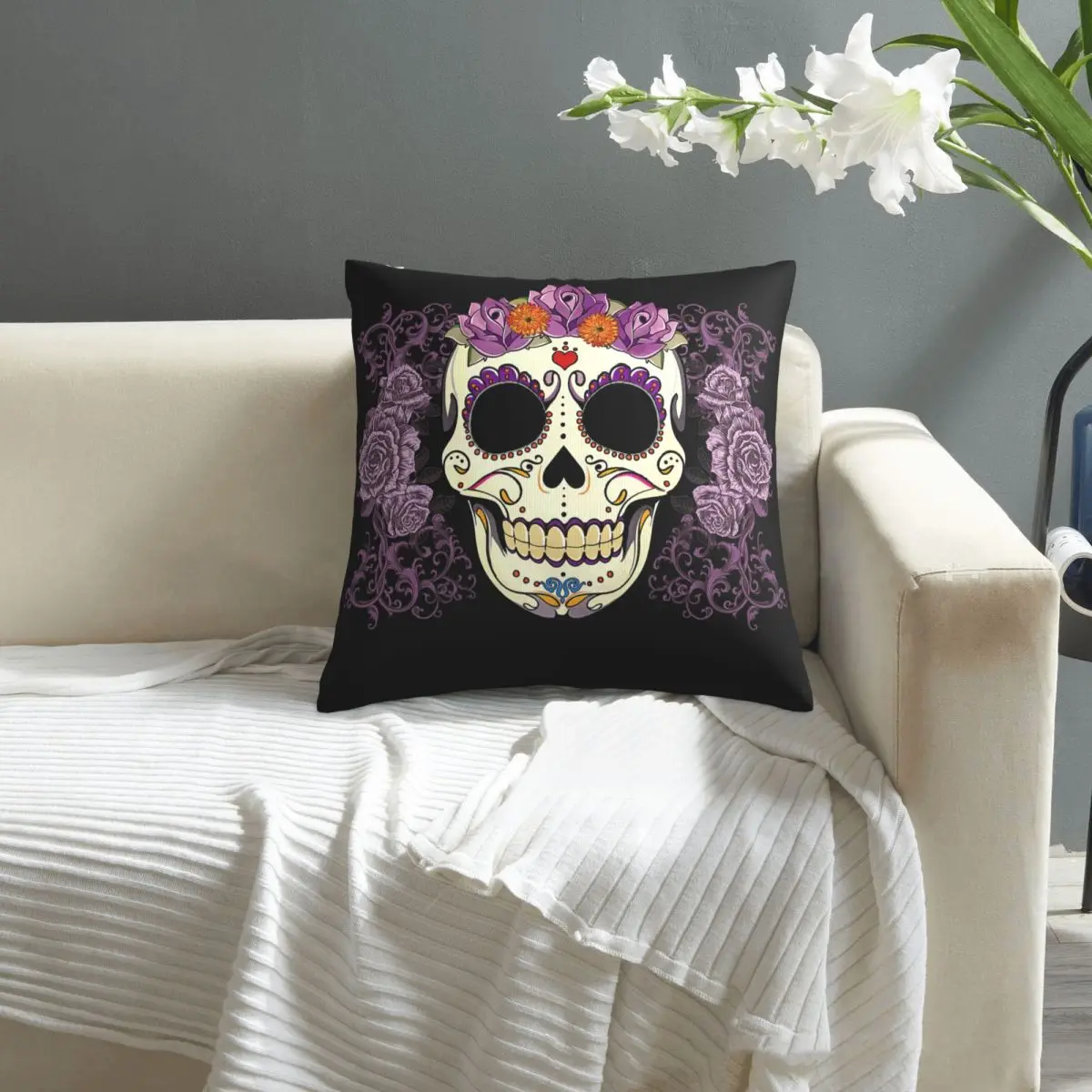 

Mexican Skull pattern print Cushion Cover Decorative Pillowcase Chair Seat Square Car Pillow Cover Home Living Textile