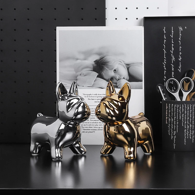 

Golden plating puppy crafts decoration home living room office decorations furnishings photo props