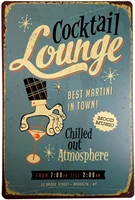 retro tin sign for cocktail lounge used for wall decoration in shops bars cafes kitchens restaurants homes