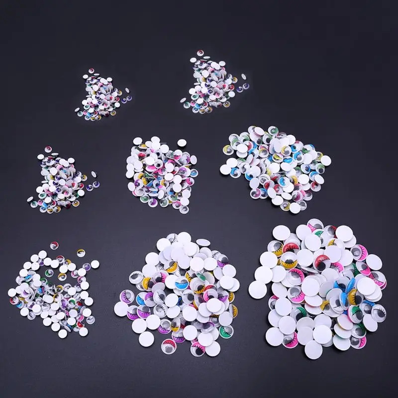 

100pcs Mixed Color Self Adhesive Eyes with Eyelashes for Doll Bear Stuffed Toy DIY Craft 6mm/7mm/8mm/10mm/12mm/15mm/18mm/20mm