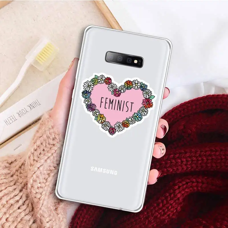 

Aesthetics Minimal Girl Power Feminist Phone Case Transparent For Samsung Galaxy A 71 21s S note 8 9 10 plus 20 ultra