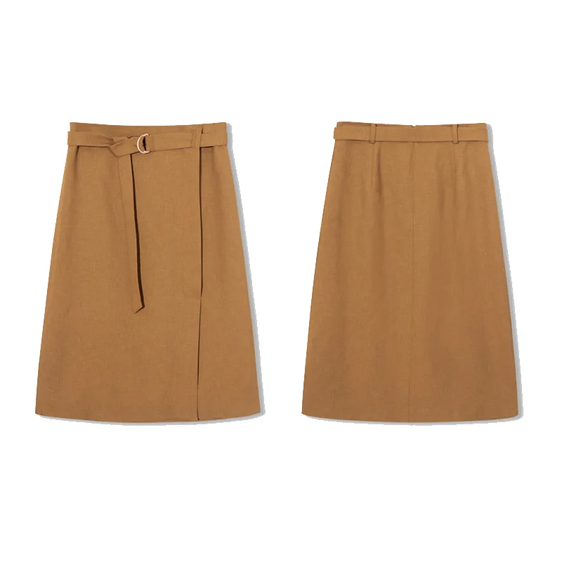 

Women Skirts Casual Solid Summer Midi Skirt Female Patchwork High-Waisted Skirt Ladies Vintage Sashes Summer Women's Clothing