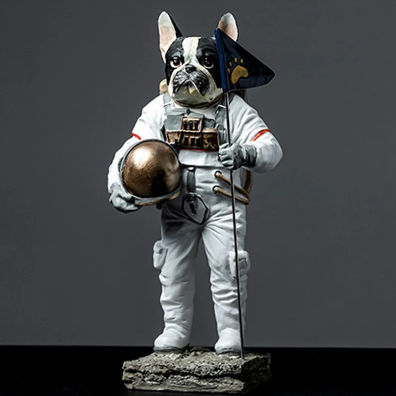 

Sculpture Resin Dog Statue Spaceman Abstract Figurine Home Decoration Accessories Craft Decor