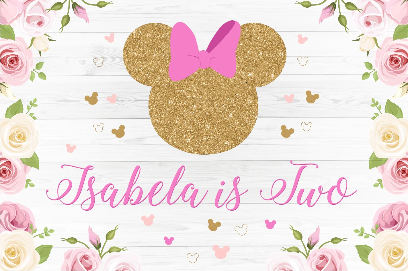 7x5 футов Цветочная Золотая мышь силиконовая с днем рождения Розовая Принцесса Bash