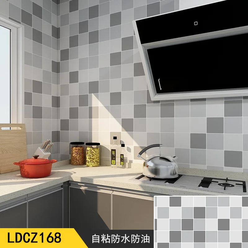 

Kitchen Oil-proof Self Adhesive cupboard Stickers Bathroom Floor Tiles Waterproof Wallpaper PVC Vinyl Mosaic Pattern Wall Sticke