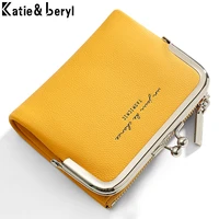 fashion solid color fold short clutch wallets pu pleather women card holder coin pocket mini purse small travel wallet ladies